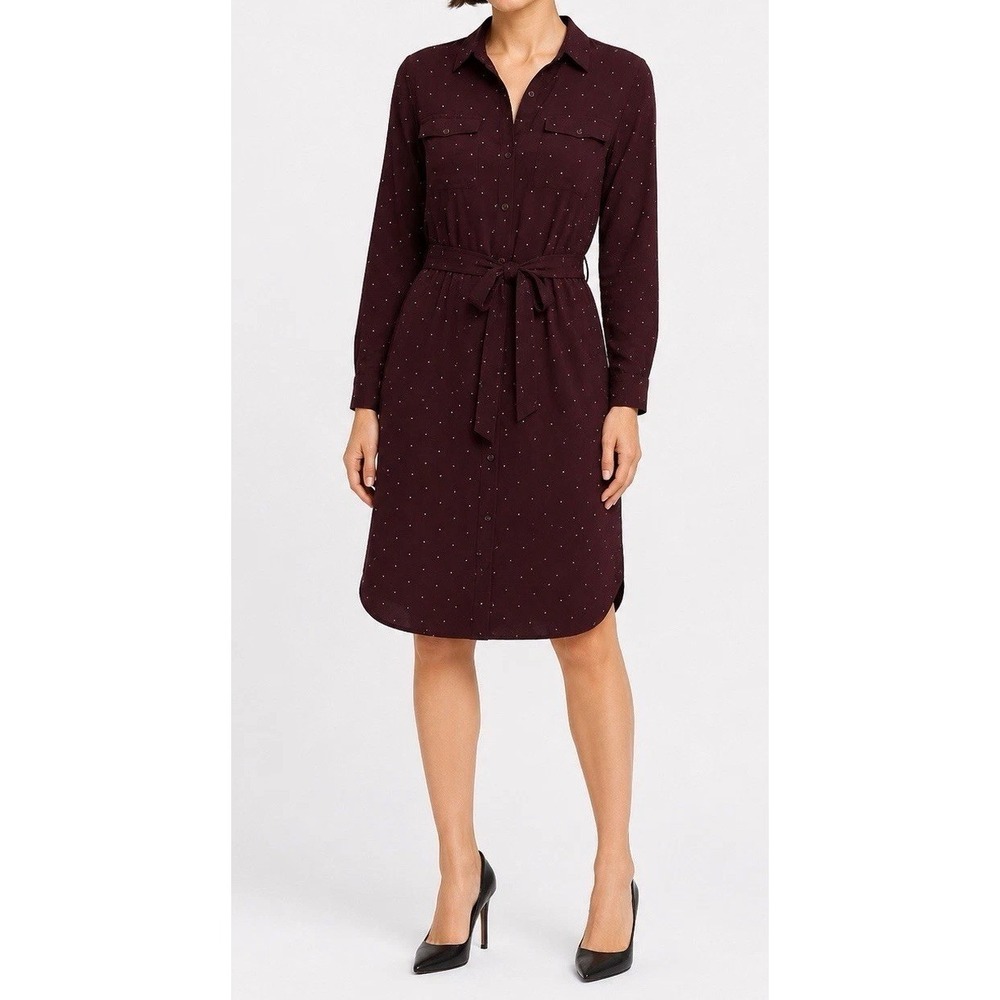 New York & Company Dress Burgundy Medium